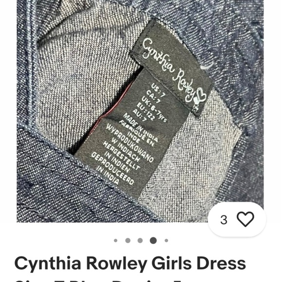 Cynthia Rowley Girls Denim Overall Apple Dress Size 7 - Picture 5 of 6
